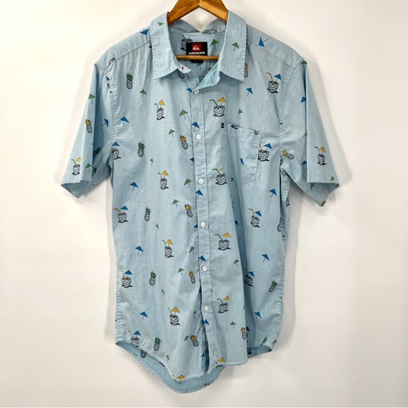 Quiksilver Other - QUIKSILVER Men's Tropical Pineapple Drink Casual Button Down Top Size L